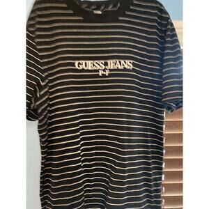 GUESS x PLACES + FACES Black 3M Striped T-Shirt Medium